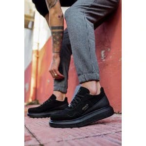 Bağcıklı Süet Ortopedik Yüksek Taban Siyah (Siyah ) Erkek Günlük Sneaker Ayakkabı