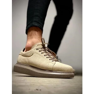 Bağcıklı Süet Ortopedik Yüksek Taban Vizon Süet Erkek Günlük Sneaker Ayakkabı