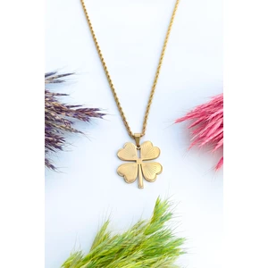 Trend Collection Gold Çelik Burma Zincirli Yonca Model Kadın Kolye