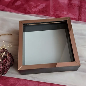 Verda Çerçeve 25X25 cm Siyah-Rose Yarı Pleksi Kaplamalı Derin Anı Çerçevesi! Gül Kutusu! Ledsiz Isimsiz