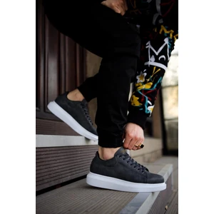 Bağcıklı Cilt Deri Ortopedik Yüksek Taban Gri Erkek Günlük Sneaker Ayakkabı