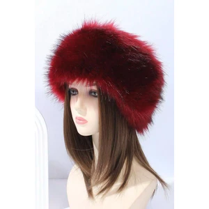 Trend Bordo Peluş Kürk Kalpak Şapka