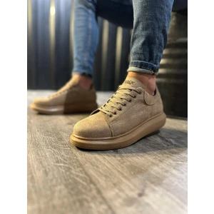 Bağcıklı Süet Ortopedik Yüksek Taban Camel Erkek Günlük Sneaker Ayakkabı