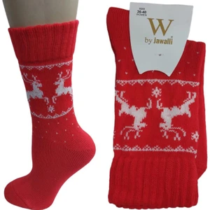 By Jawalli KIRMIZI GEYİK DESENLİ YILBAŞI PAMUKLU KADIN SOKET ÇORAP