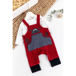 Ayıcık Işlemeli Erkek Bebek Tulum Salopet Takım