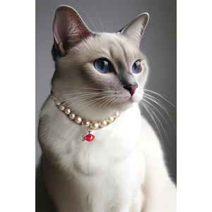 Balıklı kedi kolyesi İncili kedi kolyesi