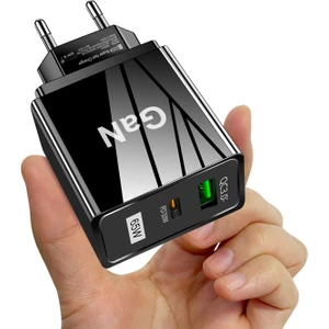 65W Gan Type-C + USB Qc3.0 Pd Hızlı Şarj Adaptörü Şarj Başlığı