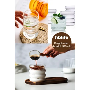 Hb Life Cam Dalgalı Bardak 320 ml Foury Kahve, Kokteyl, Meyve Suyu Bardağı