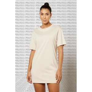 Sportswear Organic Cotton Short Sleve Dress Nakış Swooslu Bej Elbise