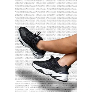 M2K Tekno Leather Unisex Sneaker Hakiki Deri Spor Ayakkabı Siyah Yükseklik 4cm