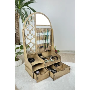 Takı Organizer Makyaj Aynalı Takı Düzenleyici Xl 2 Çekmeceli Çok Amaçlı Takı Kozmetik Stand Tkxl