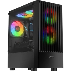 Lyra Mesh Temperli Camlı Siyah 3* 12CM Rgb Fan M-Atx Mini-T Gaming Oyuncu Kasası