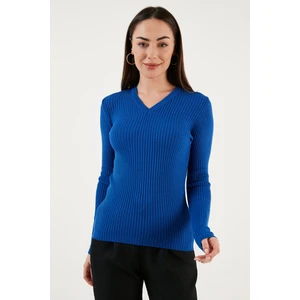 Fashion Friends Slim Fit V Yaka Kazak Bayan Kazak 23K0289K1