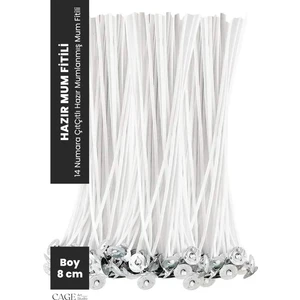 Cage Art Studio Mum Yapım Için Hazır Çıtçıtlı Mumlanmış Mum Fitili 8 cm - 25 Adet