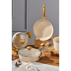 Maxx Cook 7 Parça Tencere Seti Krem