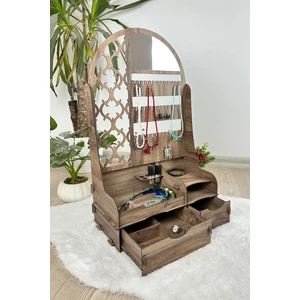 Takı Organizer Makyaj Aynalı Takı Düzenleyici Xl 2 Çekmeceli Çok Amaçlı Takı Kozmetik Stand Tkxl