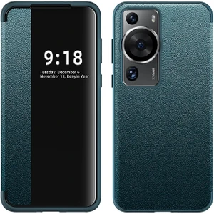 Huawei Mate 50 Pro Düz Deri Pencere Cep Telefonu Kılıfı (Yurt Dışından)