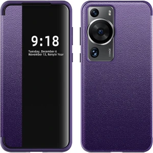 Huawei P40 Düz Deri Pencere Cep Telefonu Kılıfı (Yurt Dışından)