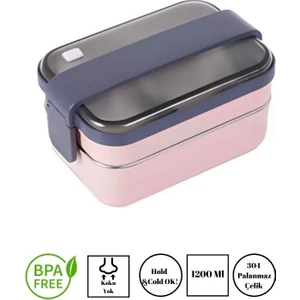 Smart Style Lunch Box Iki Katlı Paslanmaz Çelik Kolay Kilitlenir Sefer Tası – 1200 ml