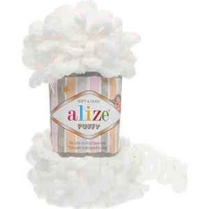 5 Adet Alize Puffy Elle Örülen Kadife Ip No 55 Beyaz