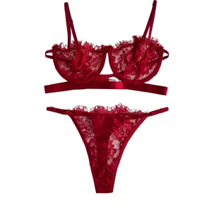 Dantelli Kırmızı Bralet Takım
