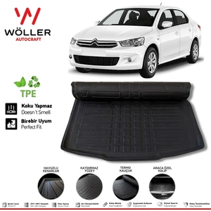 Citroen C Elysee Bagaj Havuzu 2012 Sonrası 3D Ultraflex Esnek