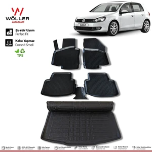 Volkswagen Golf 6 Paspas Bagaj Havuzu 2008 2012 Arası 3D Wöller Ultraflex Set