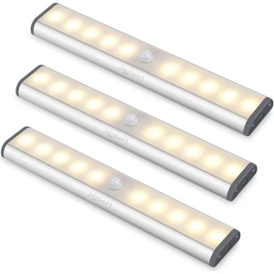 LED Hareket Algılama Dolap Işığı, Dolap Altı Dolap Işığı Mutfak Işığı, Dolap Gece Işığı Işık Şeridi Aynalı Dolap Etiket Manyetik Şerit (Sıcak Işık, 3 Parça) (Yurt Dışından)