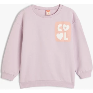 Sweatshirt Baskı Detaylı Uzun Kollu Şardonlu Pamuklu
