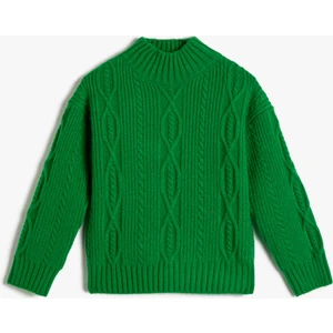 Örgü Kazak Yarım Balıkçı Yaka Uzun Kollu