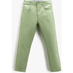 Chino Pantolon Cepli Slim Fit Pamuklu Beli Ayarlanabilir Lastikli