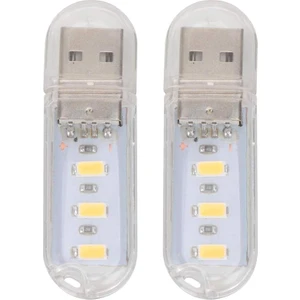 Güncel Çarşı Güncelçarşı 2 Adet Taşınabilir 3 LED USB Lamba, Mini Gece Lambası, Kitap Okuma Lambası, Loş Ortam Işığı