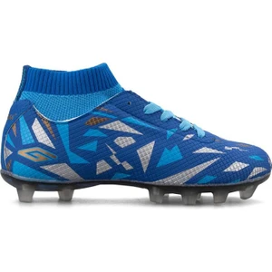 Çocuk Mavi-Turkuaz Çoraplı Krampon Futbol Ayakkabısı Suni Deri Erkek Kullanıcı İçin