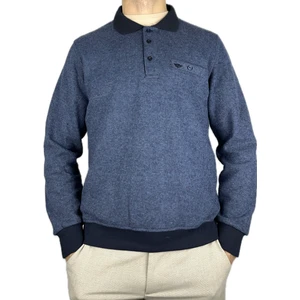 APT PRESTIGE Erkek Mavi Kışlık Cepli Kalın Regular Selanik Kazak