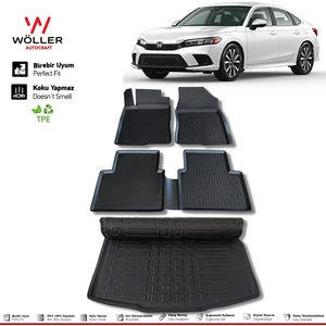 Honda Civic Fe1 Paspas Bagaj Havuzu Set 2022 Sonrası 3D Ultraflex Set