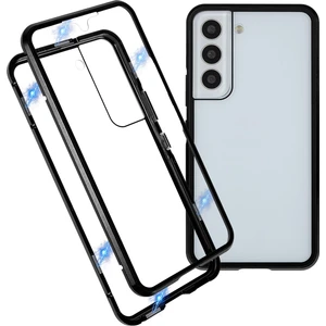 Seashell Digital Samsung Galaxy S22 Için 5g 360 Derece Tam Koruma Telefon Kılıfı Metal Tampon+Çift Taraflı Temperli Cam Anti-Güz Anti Kabuğu Manyetik Kapanış-Black (Yurt Dışından)