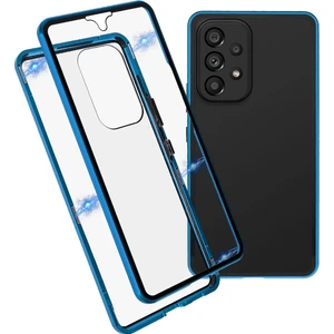Seashell Digital Samsung Galaxy A53 5g Anti-Fall Metal Tamponu+Çift Taraflı Temperli Cam Kabuk 360 Derece Her Şey Dereceli Koruma Manyetik Telefon Kapak Mavisi (Yurt Dışından)