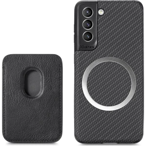 Samsung Galaxy S21 Fe 5g Cep Telefon Torbası Pu Deri Kapalı Tpu+Pvc Çıkarılabilir Kart Tutucu Karbon Fiber Doku Koruyucu Kapak Black (Yurt Dışından)