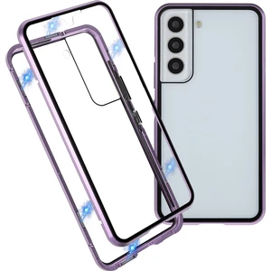 Seashell Digital Samsung Galaxy S22 Için 5g 360 Derece Tam Koruma Telefon Kılıfı Metal Tampon+Çift Taraflı Temperli Cam Anti-Güz Anti Kabuğu Manyetik Kapatma-Purple (Yurt Dışından)