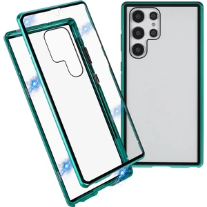 Seashell Digital Samsung Galaxy S22 Ultra 5g 360 Derece Iyi Korunmuş Metal Tampon+Çift Taraflı Temperli Cam Anti-Çizelge Manyetik Telefon Kapak Yeşili (Yurt Dışından)