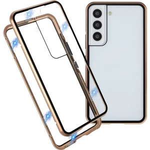 Samsung Galaxy S22 Için 5g 360 Derece Tam Koruma Telefon Kılıfı Metal Tampon+Çift Taraflı Temperli Cam Anti-Güz Anti Kabuğu Manyetik Kapatma-Altın (Yurt Dışından)