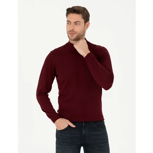 Pierre Cardin Erkek Kırmızı Slim Fit Yarım Balıkçı Yaka Yün Karışımlı Basic Triko Kazak 50270055-VR030