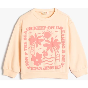 Sweatshirt Uzun Kollu Bisiklet Yaka Yaz Temalı Pamuklu