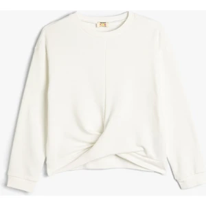 Basic Sweatshirt Uzun Kollu Bisiklet Yaka Düğüm Detaylı