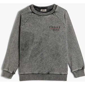 Sweatshirt Uzun Kollu Bisiklet Yaka Slogan Baskılı Pamuklu