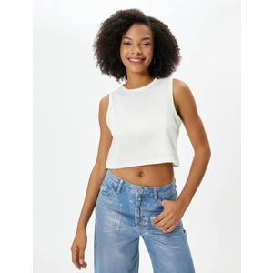 Kolsuz Basic Crop Tişört Bisiklet Yaka Pamuklu