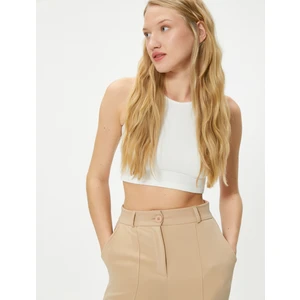 Basic Crop Atlet Yuvarlak Yaka Ribanalı