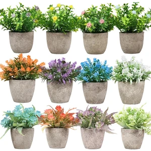 11 Mini Yapay Çiçekler Bitkiler Bonsai Masa Süsü Küçük Simüle Ağaç Saksı Bitkileri Sahte Çiçekler Ofis Masası Saksı Süs Ev (Yurt Dışından)