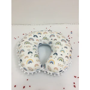Buse Baby Home Mavi , Pikeli ve Ponponlu ,çift Taraflı Emzirme Yastığı/emzirme Minderi/bebek Destek Minderi/ Hamile Yastığı