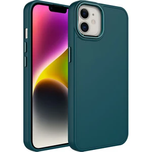 Techno Guru iPhone 12 Kılıf Metal Çerçeve ve Buton Tasarımlı Silikon Luna Kapak